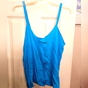 Irka Blue silk camisole cami tank top button up Shirt sz 4
